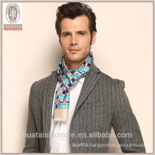 Plaid Pattern double two Layers self fringe Silk Men Scarf